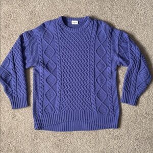 Sunday Best Peggy Sweater Crewneck Cable-Knit Wool Purple Size XS Oversized